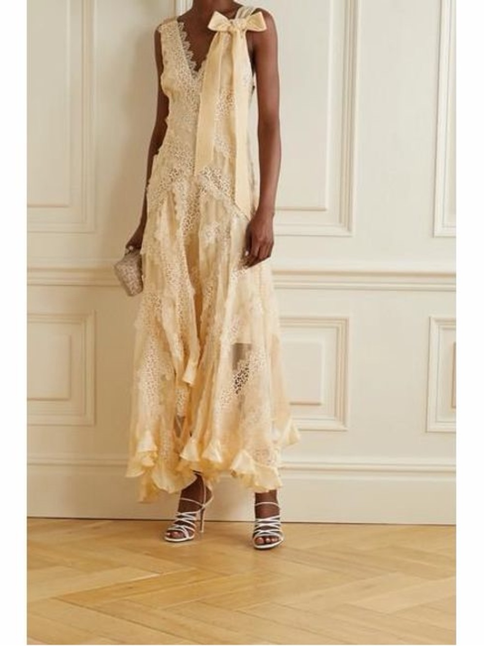 ZIMMERMANN size 3 Bow-Embellished
Crocheted Lace And Silk-Organza Dress/Gown - Picture 6 of 7